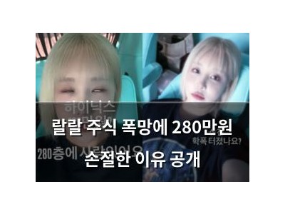 랄랄 주식 폭망에 280만원 손절한 이유 공개