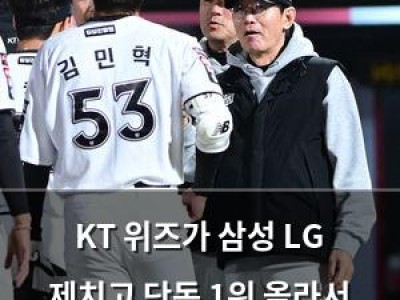 KT 위즈가 삼성 LG 제치고 단독 1위 올라서 화제